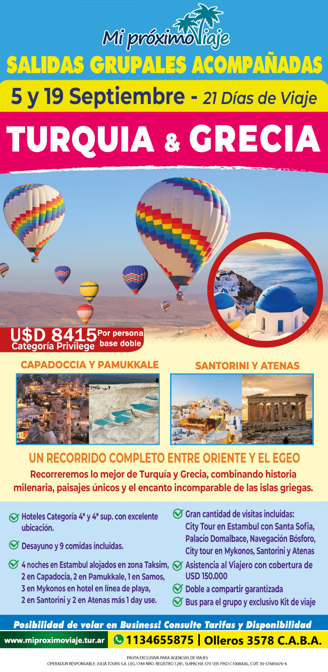 SALIDAS GRUPALES TURQUIA y GRECIA - 5 y 19 DE SEPTIEMBRE